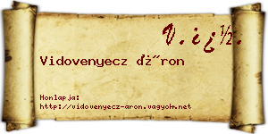 Vidovenyecz Áron névjegykártya