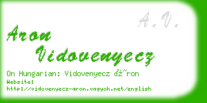 aron vidovenyecz business card
